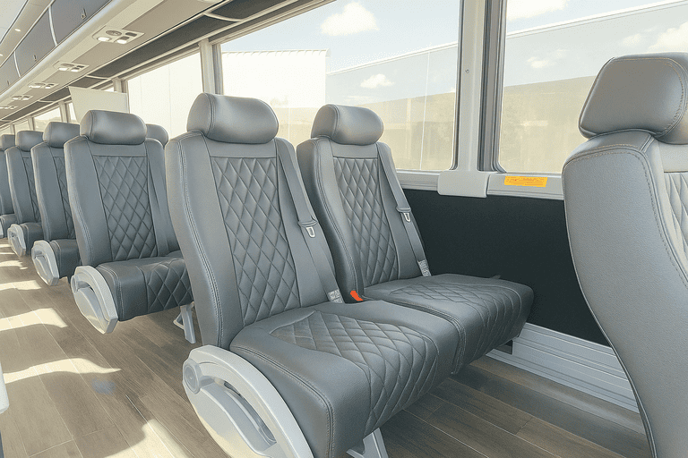 interior of Bus Rental Company Denver charter bus